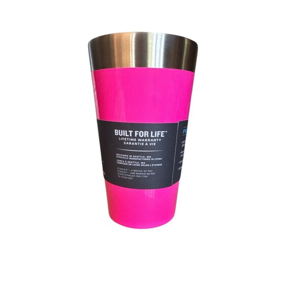 Stanley The Neon Pink Adventure Stacking Beer Pint 16oz Stainless Steel NEW - Picture 2 of 3